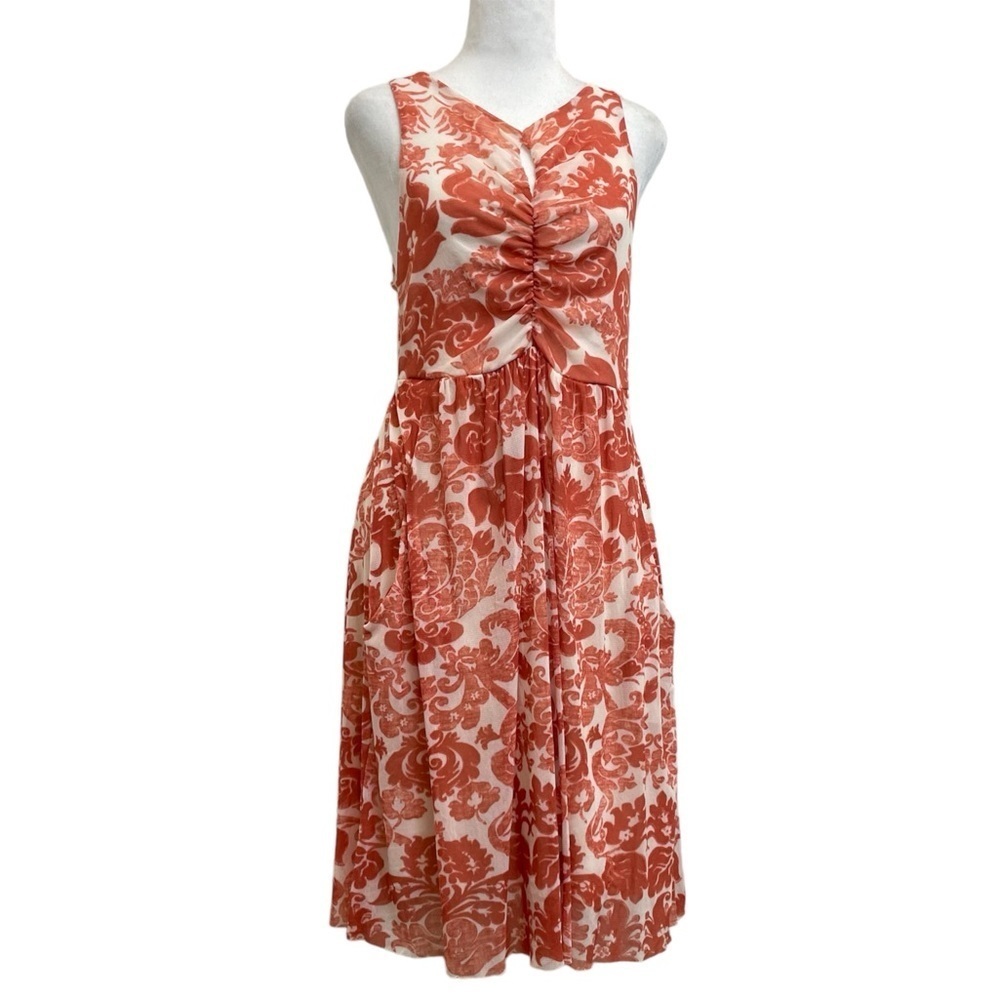 Anthropologie Weston Wear Red & White Floral Mesh Mini Dress